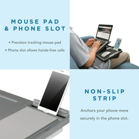 LapGear - Ergo Pro Adjustable Lap Desk for 15.6" Laptop or Tablet - Gray Herringbone