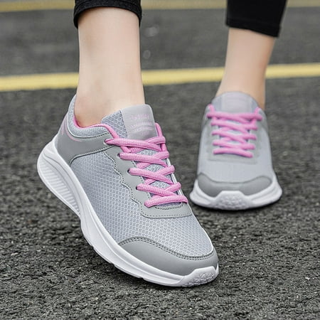 

Aayomet Slip on Sneakers Women Leisure Women s Lace Up Soft Sole Comfortable Shoes Outdoor Mesh Shoes Runing Fashion Sports Gray 6.5