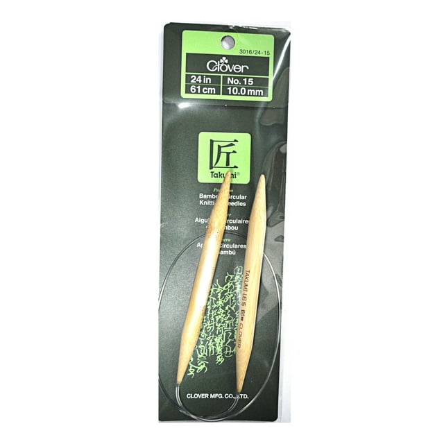 Clover Takumi Bamboo 24 Inch Circular Knitting Needle Size 15