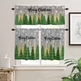 thumbnail image 2 of Green Christmas Tree Kitchen Curtains and Valances Set, Merry Christmas Pine Trees Snowing Grey Rod Pocket Window Valance Window Curtain Panels for Living Room Bedroom Laundry, 27.5x36in, 3 Pieces, 2 of 7