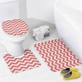 thumbnail image 5 of 4Pcs Orange White Chevron Pattern Shower Curtain Sets, Bathroom Set Decor with Non-Slip Bath Mat, Toilet Lid Rug and Contour Mat, 72 x 72inch, 5 of 8