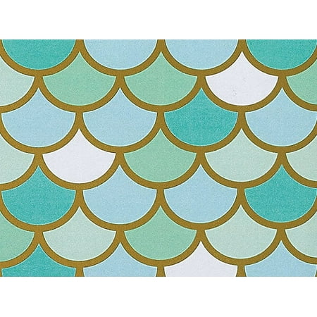 Pack of 1, Mermaid's Paradise 24" x 417' Gift Wrap Counter Roll For Party, Holiday & Event, Made In USA