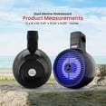 thumbnail image 2 of Pyle Bluetooth Waterproof Off-Road Speakers - 8” 300W 2-Way Marine Wakeboard Tower Sound System w/ LED Light, Full Range Outdoor Stereo Speaker for Car ATV UTV, Jeep, Boat, Includes Brackets (Black), 2 of 5