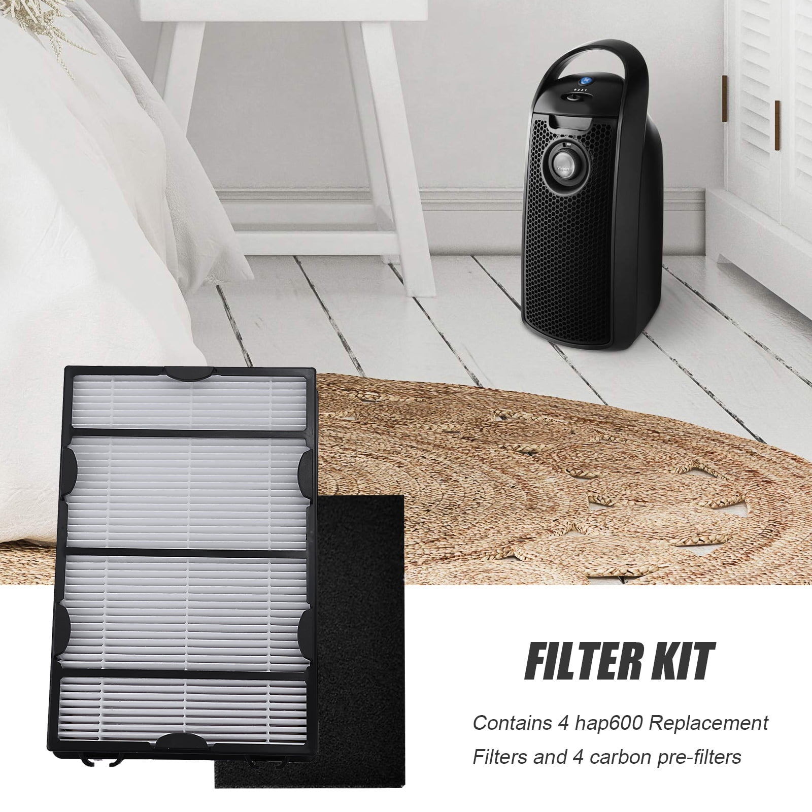 4Pcs HAPF600 HEPA Replacement Filters Kit, Replacement for Holmes HAP615, HAP625, HAP725, HAP750 Air Purifiers, High-Efficiency Air Filtration Solution