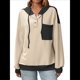 thumbnail image 1 of Sudadera con Capucha para Mujer 2025, Cuello Abotonado, Cordón Ajustable, Sudadera Informal de Larga, Camisetas. Albaricoque XL, 1 of 9