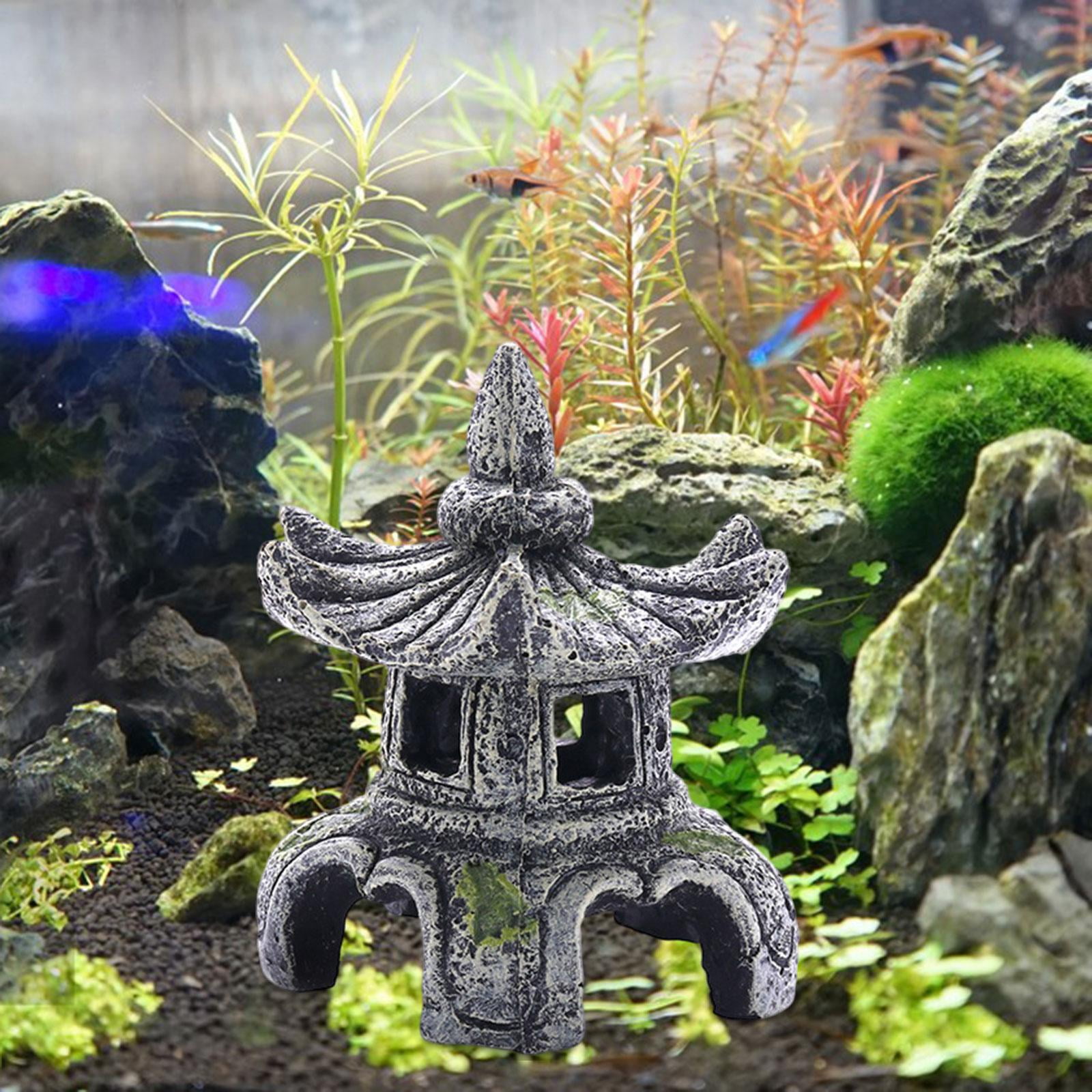 perfeclan Aquarium Ornament Stone Lamp Aquarium Hideout Landscaping Statues Pagoda Statue Pet Accessories for Home Use Freshwater Shop Walmart