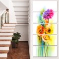 thumbnail image 1 of Fleurs de Gerbera Jaune Orange Violet - Grande Impression sur Toile Florale, 1 of 3