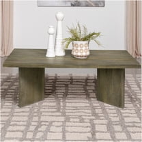 JERFIT Solid Mango Wood Coffee Table, Rectangular Farmhouse Rustic Brown Wooden Cocktail Table for Living Room