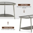 thumbnail image 3 of COSIEST Semi-Circular 2-Tier Wood Console Table, Antique Silver Entryway Table with Glass Top and Storage Shelf, 3 of 7