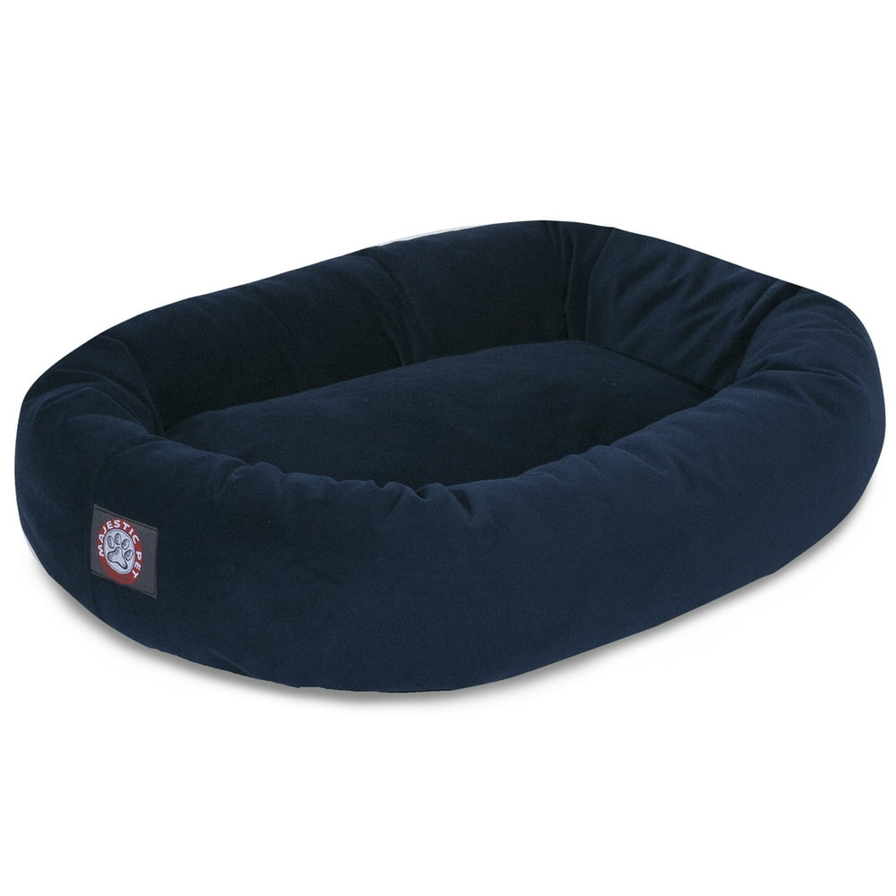 Majestic Pet Suede Bagel Dog Bed Machine Washable Navy Large 40" x 29" x 9"