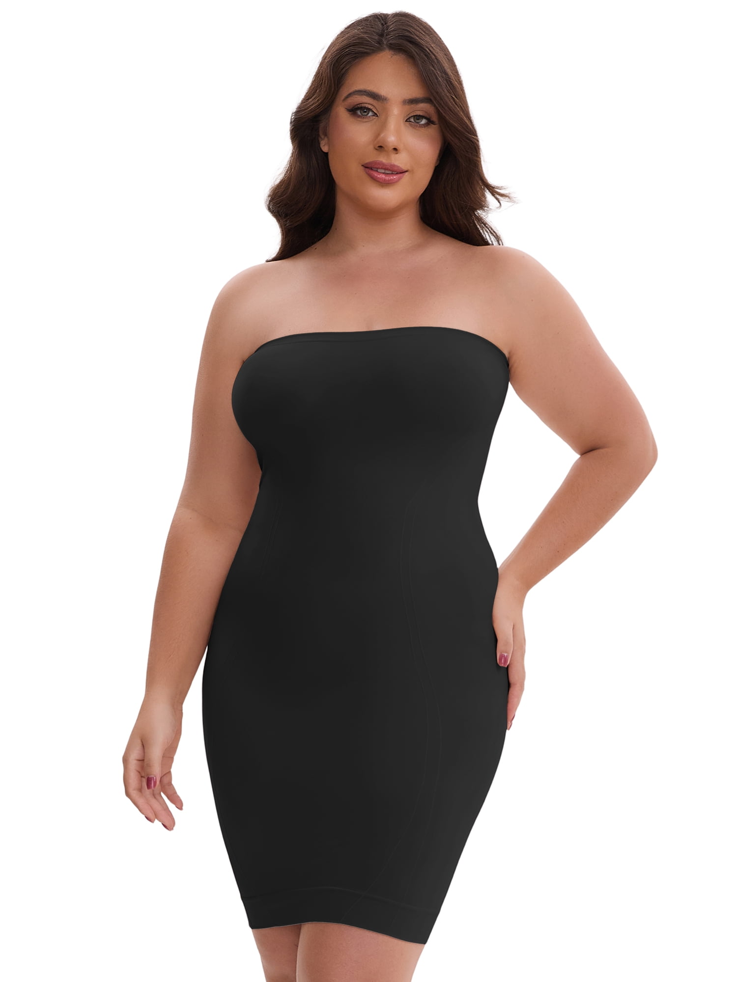 DARING DIVA Women's Push-Up Strapless Bandeau Tummy Control Slip XXL Black