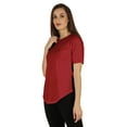 thumbnail image 3 of Inkmeso Coupe Régulière Col Rond Uni pour Femmes Manches Courtes Décontractées Tee-Shirt Doux, 3 of 7