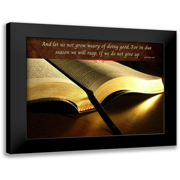 ArtsyQuotes 14x12 Black Modern Framed Museum Art Print Titled - Bible Verse Quote Galatians 6:9