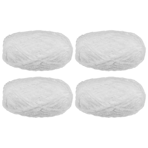 Uxcell 4pcs Velvet Yarn Soft Chenille Yarn 4x100g/14.1oz (347yds) Fluffy Yarn for Knitting Crochet Blanket White