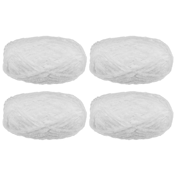 Uxcell 4 piezas de hilo de terciopelo suave Chenille 4x100g/14.1oz (347yds) hilo esponjoso para tejer mantas de ganchillo blanco