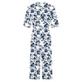 thumbnail image 4 of Edvintorg Jumpsuits for Women Dressy Floral Printed Short Sleeve V Neck Back Zipper Wide Leg Jumpsuit Pants with Pocket Summer Casual Loose Overalls for Women, 4 of 5