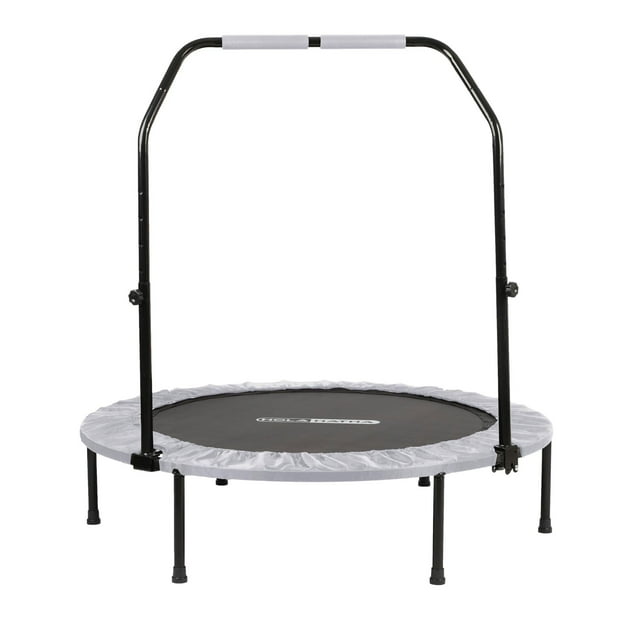 HolaHatha Mini Trampoline D\'entraînement Physique Pliable avec Poignée Ajustable, 48 Po, Blanc