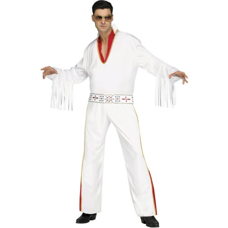 Vegas Rocker White Fringed Elvis Adult Male Halloween Costume-Std