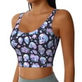 thumbnail image 2 of Pofeuu Blue Skull Flower Print Sports Bra for Women Sexy Vest Yoga Running Gym Fitness Crop Bras Tops-Small, 2 of 8