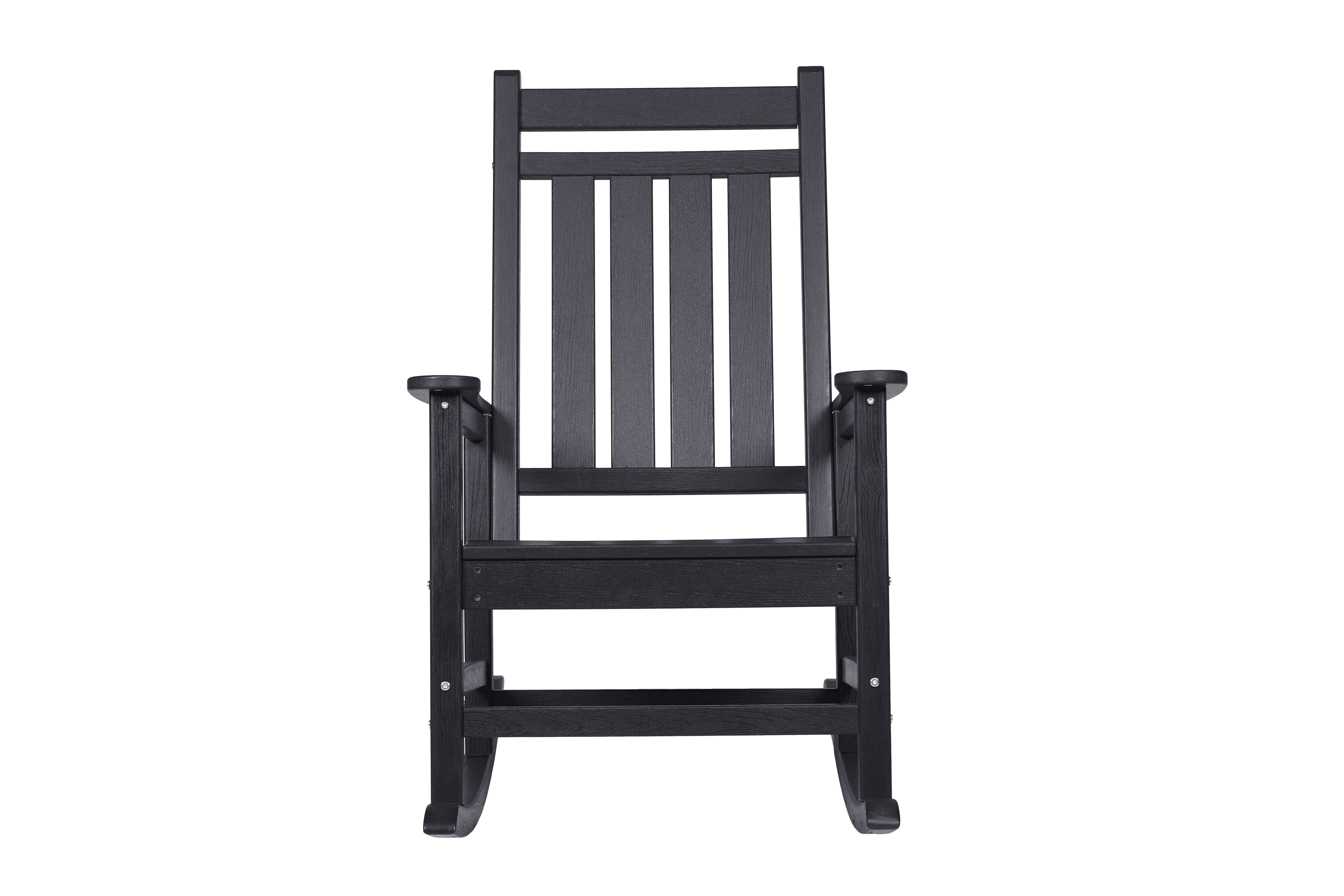 Oversized Adult Rocking Chair, Wood Texture Outdoor Relax Chair for Lawn Garden Backyard Patio Leisure, Black