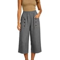 thumbnail image 5 of SwiftWear Womens Cotton Capri Pants Casual Wide Leg Elastic Waist Summer Lightweight Cropped Loose Pants with Pockets, 5 of 6