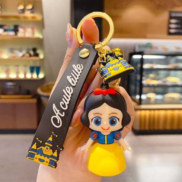 Anime Disney Keychain Evil Queen Princess Figure Mermaid Ariel Rapunzel Doll Key Chian Bag Keyring Children's Toys Birthday GiftChina Gong Bohan LED