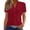 Wine, variant on Womens Button down Shirts V Neck Eyelet Short Sleeve Tops Breathable Comfy Lounge Beach Vacation Blouses