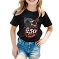 thumbnail image 5 of Karoyedx Girls T-Shirts Boys Girls 4th of July Shirt Cotton Kids Red White and Blue USA American Flag Shirt Comfortable Patriotic Tops Black Size,13-14 Years, 5 of 5