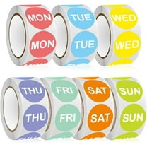 7 Rolls 3500 Pcs Day of the Week Stickers - 1" Round Color-Coded Date Labels for Food Rotation, Meal Prep & Storage Containers (7 Colors, 500 Labels/Roll)