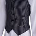 thumbnail image 4 of Slim Fit Men's Striped Suit Vest Single Waistcoat Elegant British Casual Business Jacket, 4 of 9