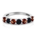 thumbnail image 2 of Gem Stone King 1.19 Ct Round Red Garnet Black Onyx 925 Sterling Silver Ring (Size 6), 2 of 4