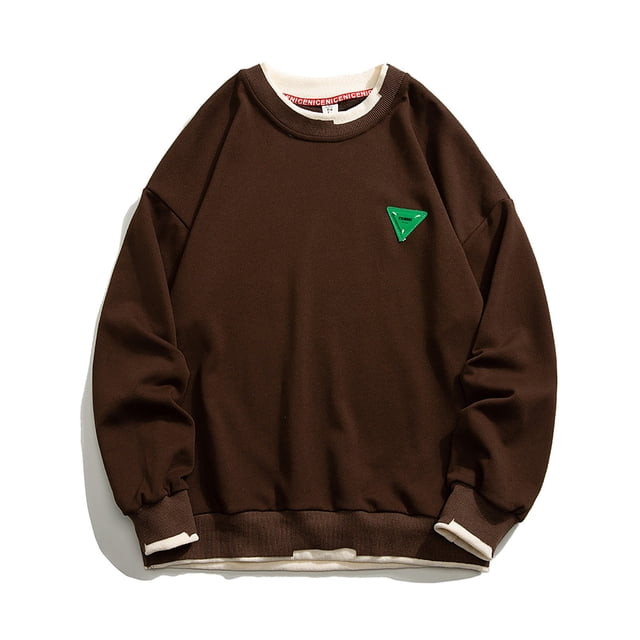 wmjolc Offres Éclair! Chandail en Molleton Homme Deux Pièces à Blocs de Couleur Col Rond Basique Pull-Overs Automne Décontracté Coupe Ample Manches Longues