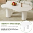 thumbnail image 4 of ON-TREND 44'' x 25.9'' Easy Assembly Cloud Coffee Table with 1.5'' Thick Tabletop, Cream Style Irregular End Table with 3 Sturdy Legs, Sleek Center Table with Round Edge for Living Room, White, 4 of 10