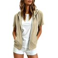 thumbnail image 2 of Short Sleeve Hoodies for Women Summer Fall Lightweight Zip Up Sweatshirt with Pockets Casual Jacket Outerwear, 2 of 7