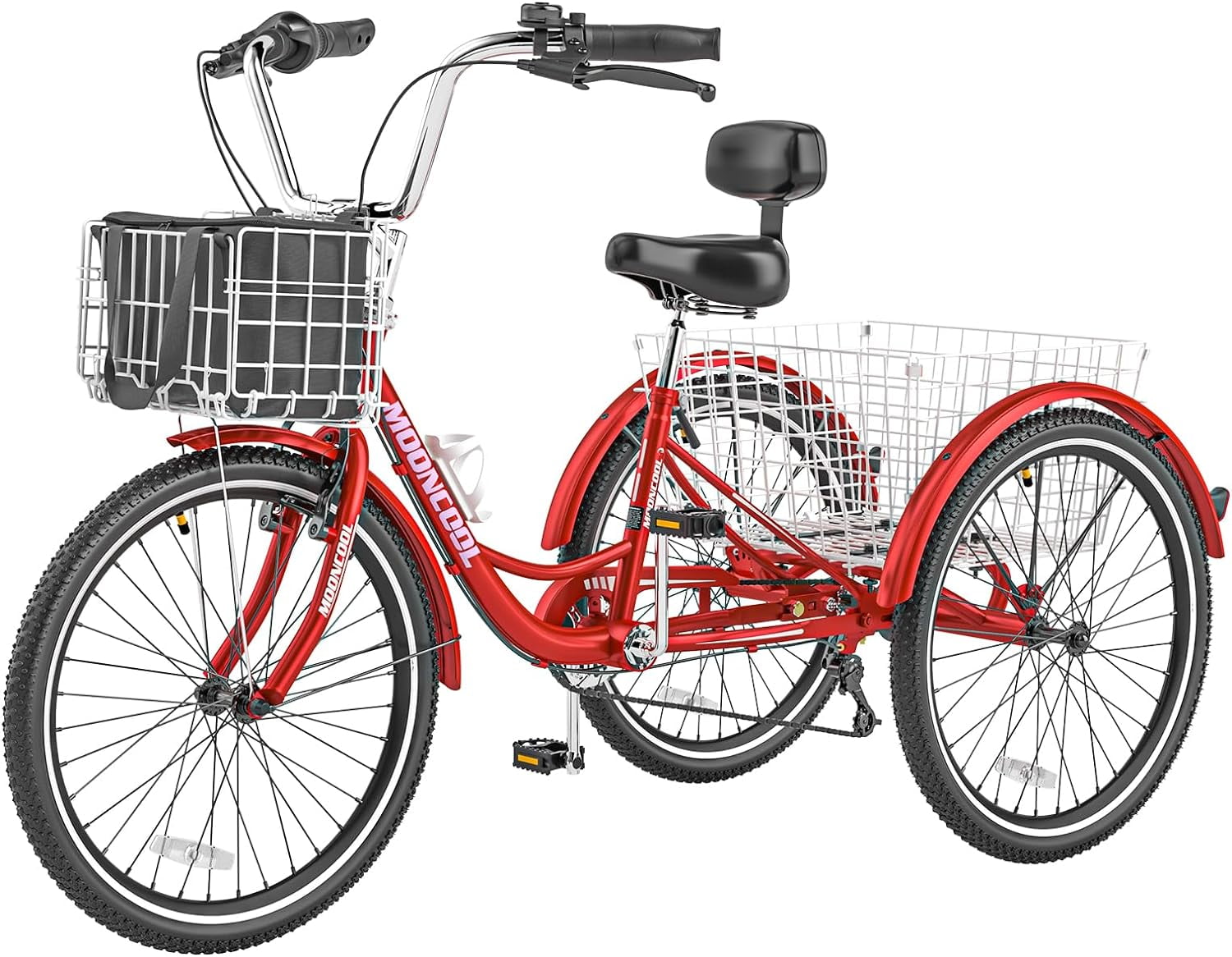 MOONCOOL Adult Tricycles 7 Speed, 16/20/24/26 inch 3 Wheel Bikes
