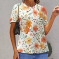 thumbnail image 6 of Floral Colorful Flower Womens Tops Women's Fashion Casual Short Sleeve Flower Print Round Neck Pullover Top Blouse, 6 of 6
