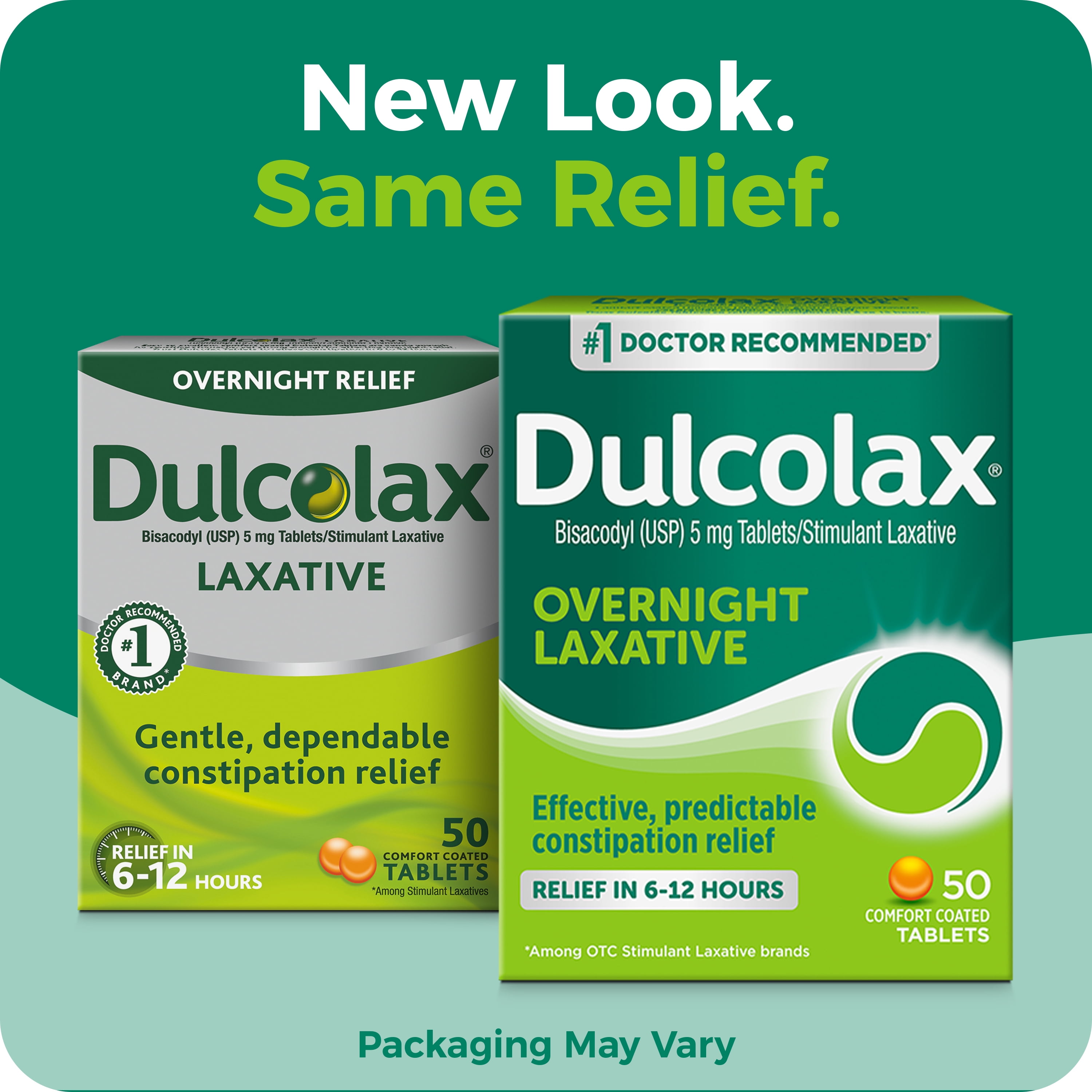 (2 pack) Dulcolax Bisacodyl Stimulant Laxative Pills for Overnight Constipation Relief, 5 mg, 50 Tablets