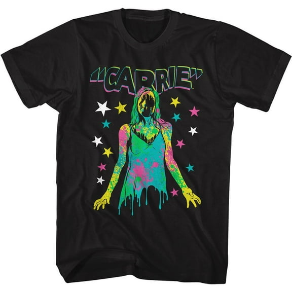 Carrie Color and Splatter Black Adult T-Shirt