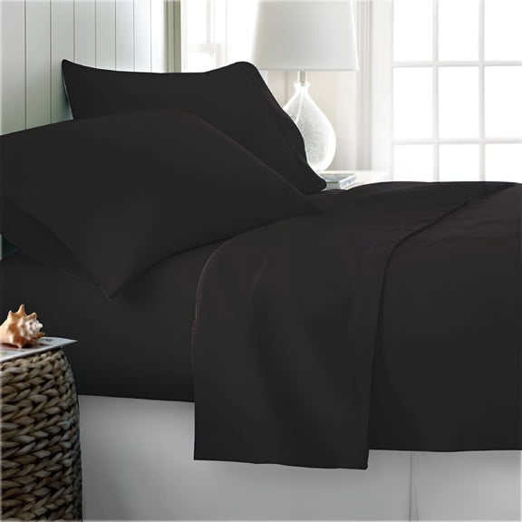 AUQ 800 Thread Count 100% Egyptian Cotton Sateen Weave - 4 Piece Bed Sheets,Black Solid - King Size,Luxury Premium Hotel Quality Sheet Set,Fits Mattresses Up to 18” Deep Pocket