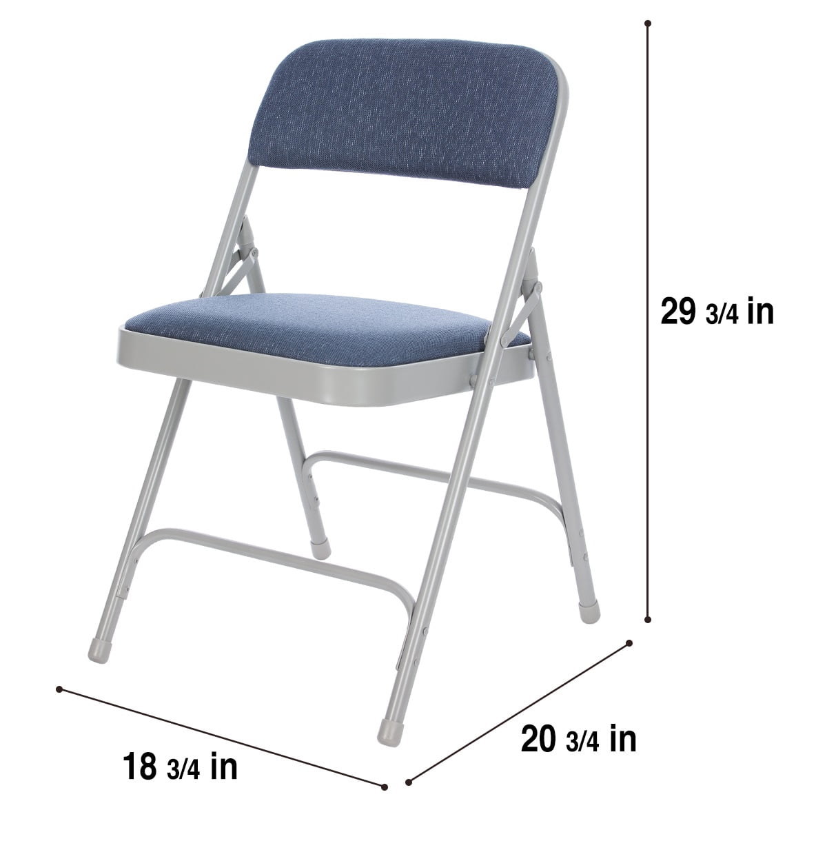 Hampden Furnishings Bernadine Collection Fabric Padded Folding Chair, Grey/Blue, Pack of 4