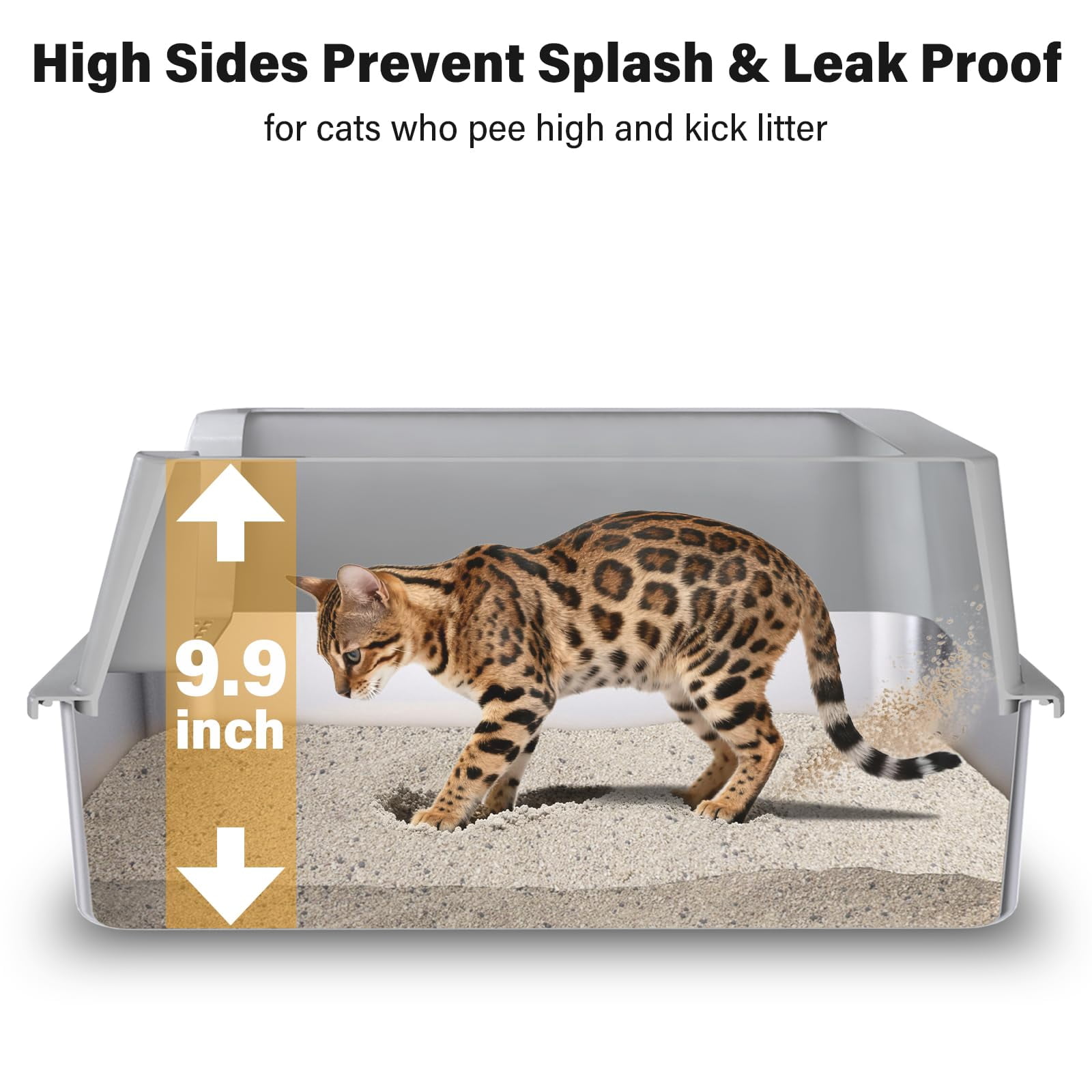 2pack Stainless Steel Litter Box  Xl Extra Large Cat Boxes For Big Cats Metal With Lid High Sides Leak-proof Never Absorbs Odors Easy Cleaning Non-stick Scoop Included