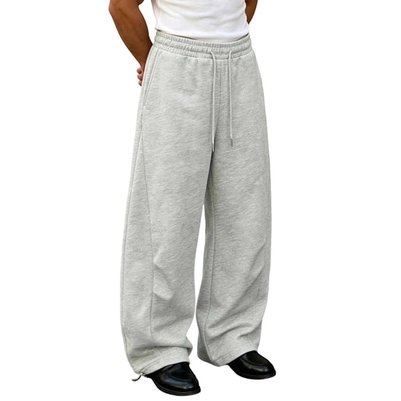 BELTNOV Men's Baggy Wide Leg Sweatpants Heavyweight Drawstring Joggers with Elastic Waist Loose Fit Streetwear Lounge Pants for Daily Wear Gray