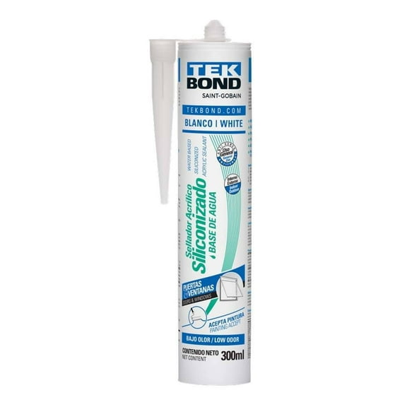 Sellador Acrílico Siliconizado Tekbond Cartucho 300 ml Blanco