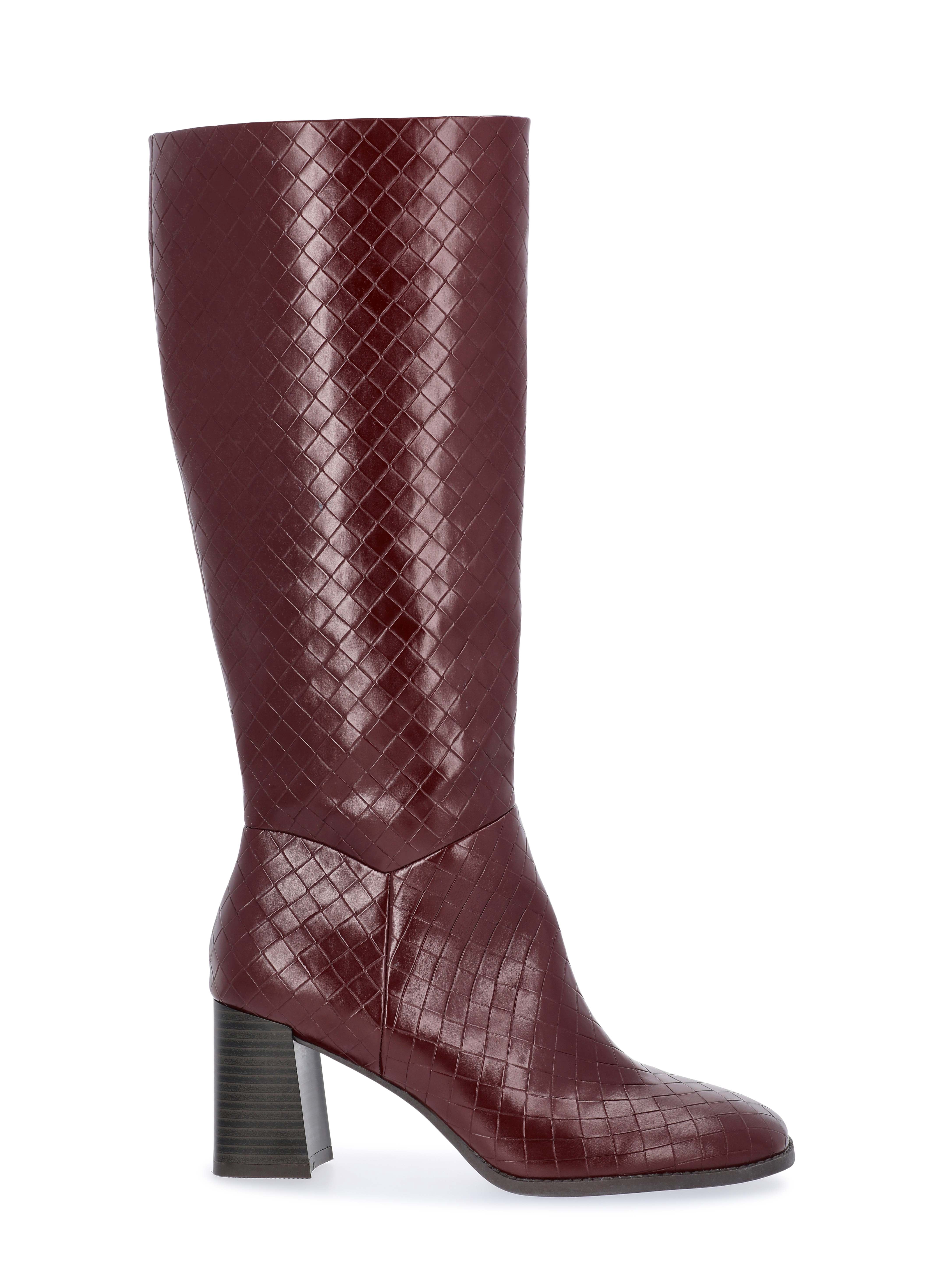Free Assembly Women's Faux Leather Basketweave Texture Tall Boots, Sizes 6-11