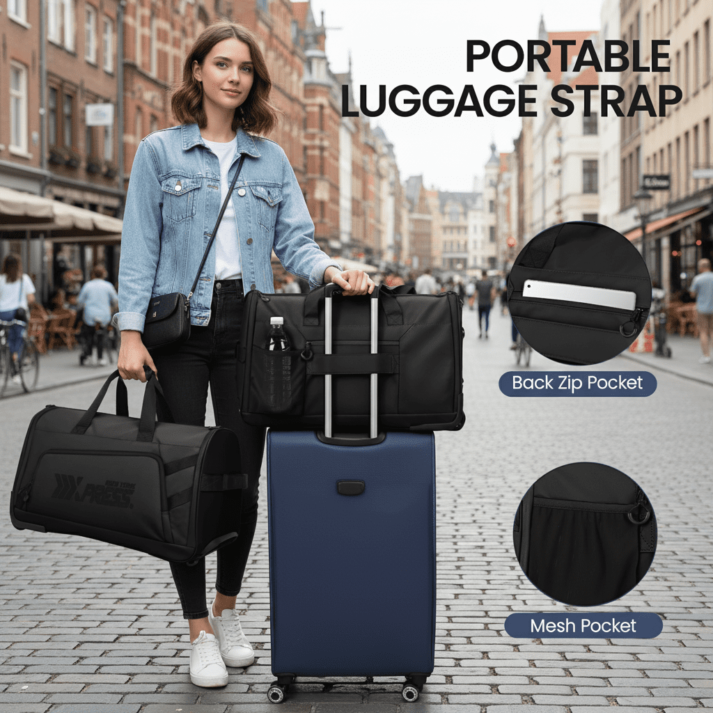New York Xpress Convertible Rolling Garment Bag for Travel, with Wheels & Shoe Pouch, for Weekend & Business, Black, RG161