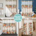 thumbnail image 5 of No Hook Shower Curtain with Snap in Liner, Blossom Garden Spring Flower Bird Waterproof Bath Curtain Double Layers with See Through Top Window, Watercolor Floral Leaves Hotel Shower Curtains 36x72in, 5 of 9