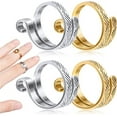 thumbnail image 4 of RuiJiao 2 Pack Knitting Crochet Loop Ring for Fingers, Adjustable Crochet Tension Ring, Metal Open Yarn Guide Finger Holders, Knitting Thimbles for Crochet, 4 of 6