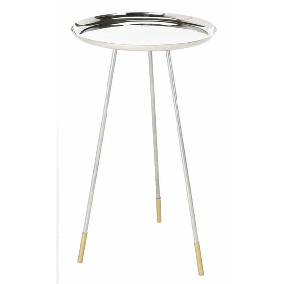 SAFAVIEH Calix Tri Leg Contemporary Glam Side Table, Silver/Gold