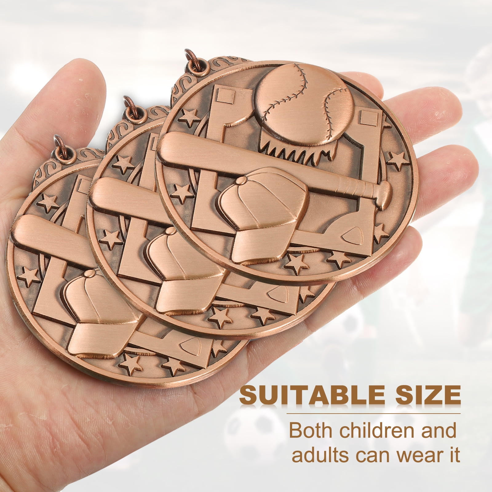 Uxcell Baseball Games Cap Award Medals with Ribbons, Winner Medals Prizes for Competitions Sports Party Red