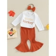 thumbnail image 3 of Liacowi Baby Girls  Thanksgiving Clothes Fall Outfit Long Sleeve Letters Print Romper with Flare Pants and Headband 3 6 9 12 18 Months Infant Clothes, 3 of 9